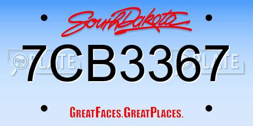 7CB3367 South Dakota License Plate
