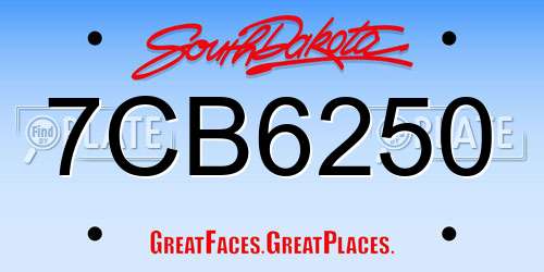7CB6250 South Dakota License Plate