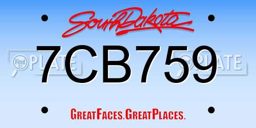 7CB759 South Dakota License Plate