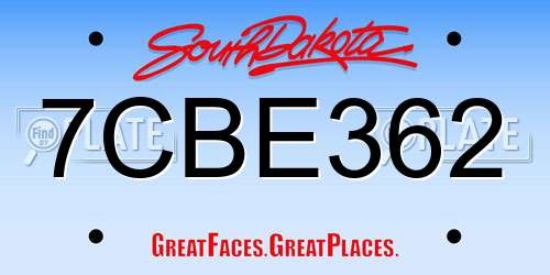 7CBE362 South Dakota License Plate