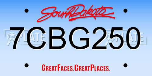 7CBG250 South Dakota License Plate