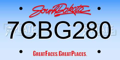 7CBG280 South Dakota License Plate