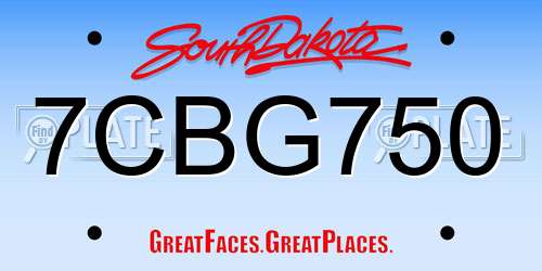7CBG750 South Dakota License Plate