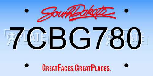 7CBG780 South Dakota License Plate