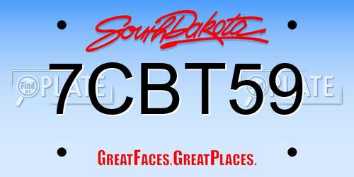 7CBT59 South Dakota License Plate