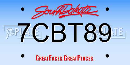 7CBT89 South Dakota License Plate