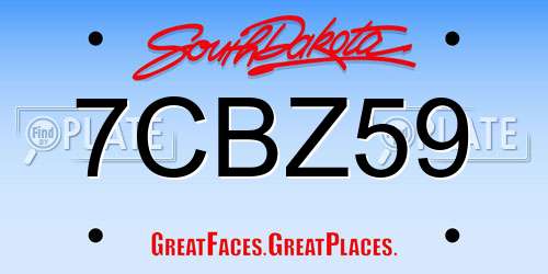 7CBZ59 South Dakota License Plate