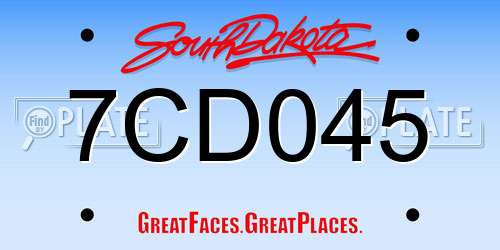 7CD045 South Dakota License Plate