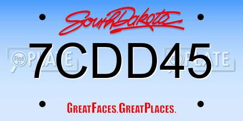 7CDD45 South Dakota License Plate