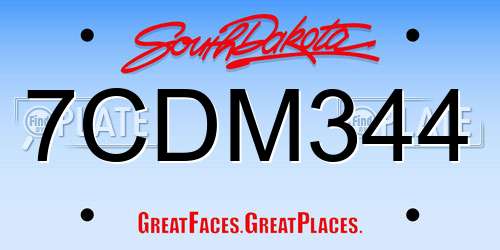 7CDM344 South Dakota License Plate