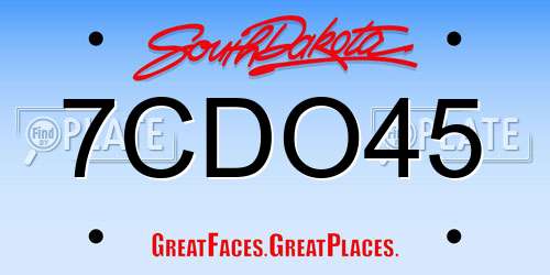 7CDO45 South Dakota License Plate
