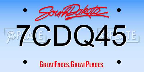 7CDQ45 South Dakota License Plate