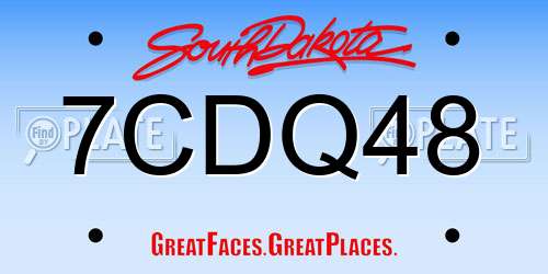 7CDQ48 South Dakota License Plate