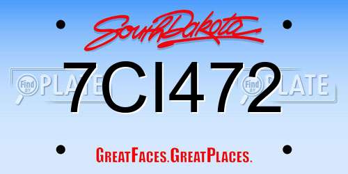 7CI472 South Dakota License Plate