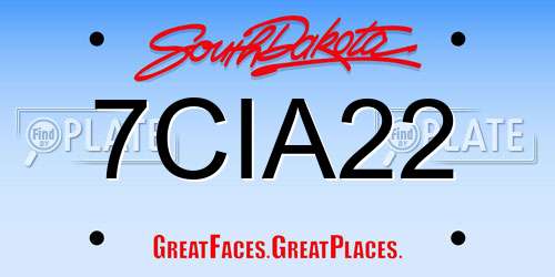 7CIA22 South Dakota License Plate
