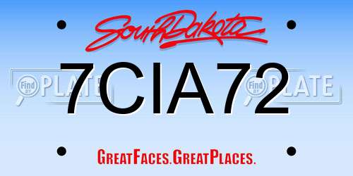 7CIA72 South Dakota License Plate