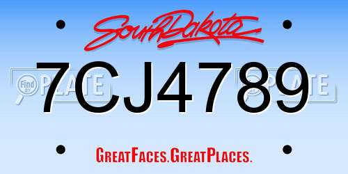 7CJ4789 South Dakota License Plate