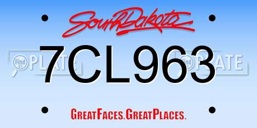 7CL963 South Dakota License Plate