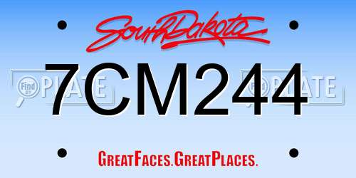 7CM244 South Dakota License Plate