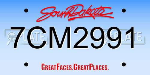 7CM2991 South Dakota License Plate