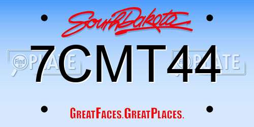 7CMT44 South Dakota License Plate