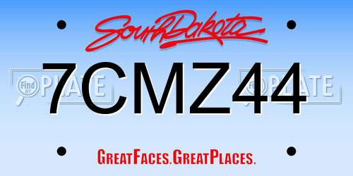 7CMZ44 South Dakota License Plate