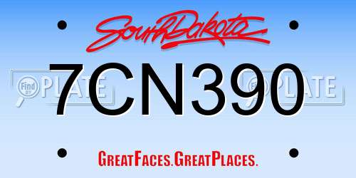 7CN390 South Dakota License Plate