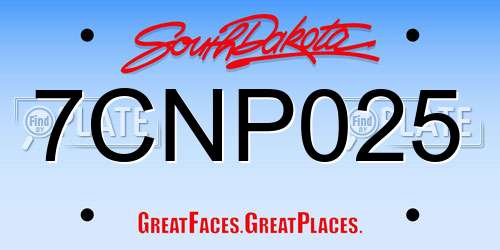 7CNP025 South Dakota License Plate