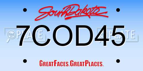 7COD45 South Dakota License Plate