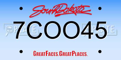 7COO45 South Dakota License Plate