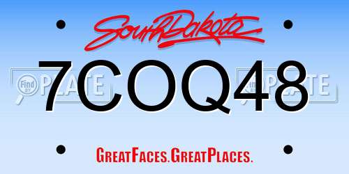 7COQ48 South Dakota License Plate