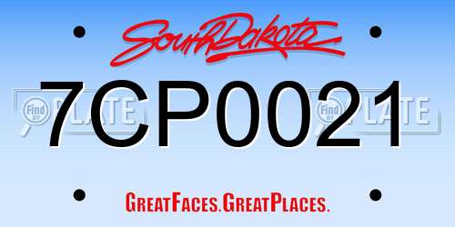 7CP0021 South Dakota License Plate
