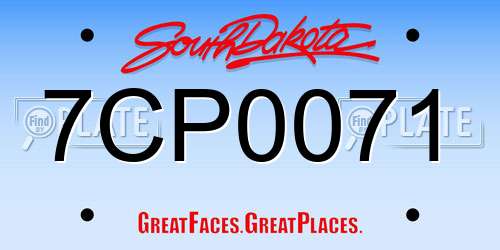 7CP0071 South Dakota License Plate