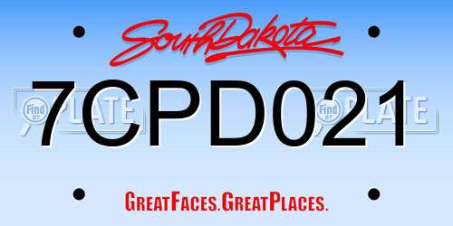 7CPD021 South Dakota License Plate