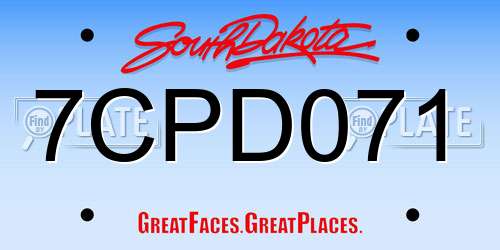 7CPD071 South Dakota License Plate