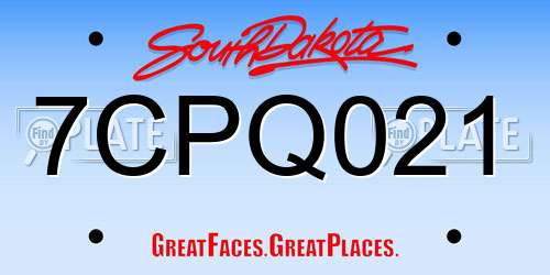 7CPQ021 South Dakota License Plate