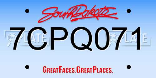7CPQ071 South Dakota License Plate