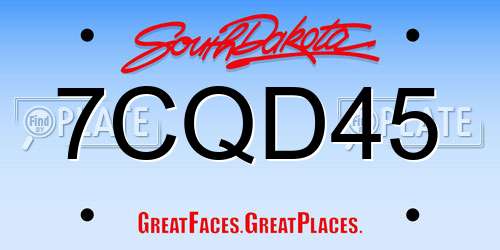 7CQD45 South Dakota License Plate