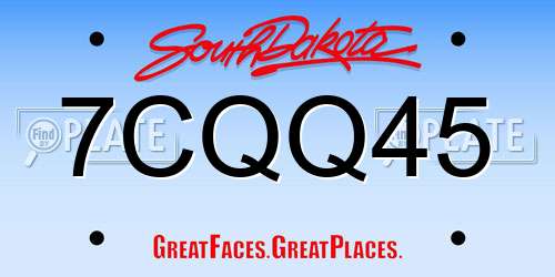 7CQQ45 South Dakota License Plate
