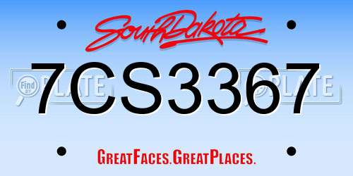 7CS3367 South Dakota License Plate
