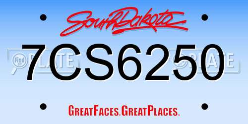 7CS6250 South Dakota License Plate