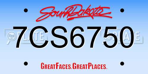 7CS6750 South Dakota License Plate