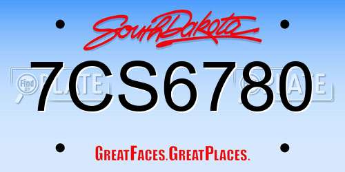 7CS6780 South Dakota License Plate
