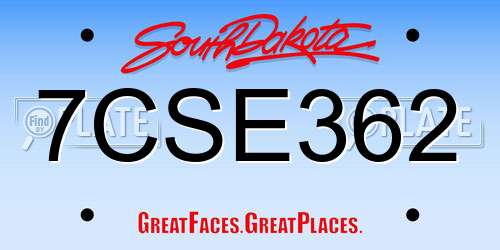 7CSE362 South Dakota License Plate