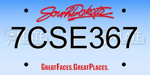 7CSE367 South Dakota License Plate