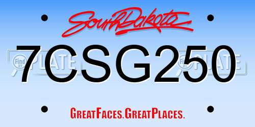 7CSG250 South Dakota License Plate
