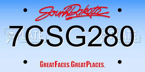 7CSG280 South Dakota License Plate