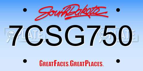 7CSG750 South Dakota License Plate