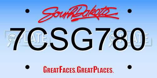 7CSG780 South Dakota License Plate