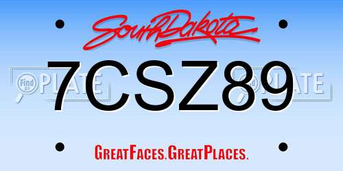 7CSZ89 South Dakota License Plate